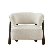 LUXORA Lounge Chair Soft Cotton-Linen Upholstery Wrap-Around Backrest Deep Seat Relaxed Style - White