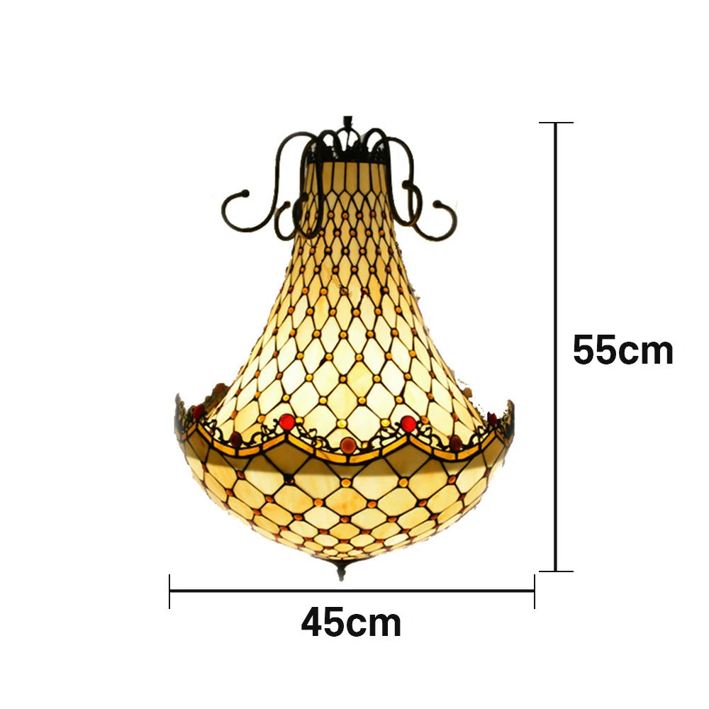 LUXORA Crystal Pendant Light - High-Temperature Coloured Glass, Iron Frame, E27 Socket, Adjustable Height, Handcrafted for Elegant Illumination