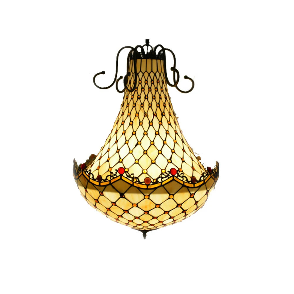 LUXORA Crystal Pendant Light - High-Temperature Coloured Glass, Iron Frame, E27 Socket, Adjustable Height, Handcrafted for Elegant Illumination