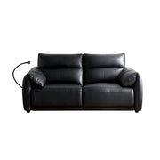 LUXORA 182/202cm Dual Electric Recliner Sofa 2-Seater Zero-Wall Recline Genuine Leather Comfort Design - Black