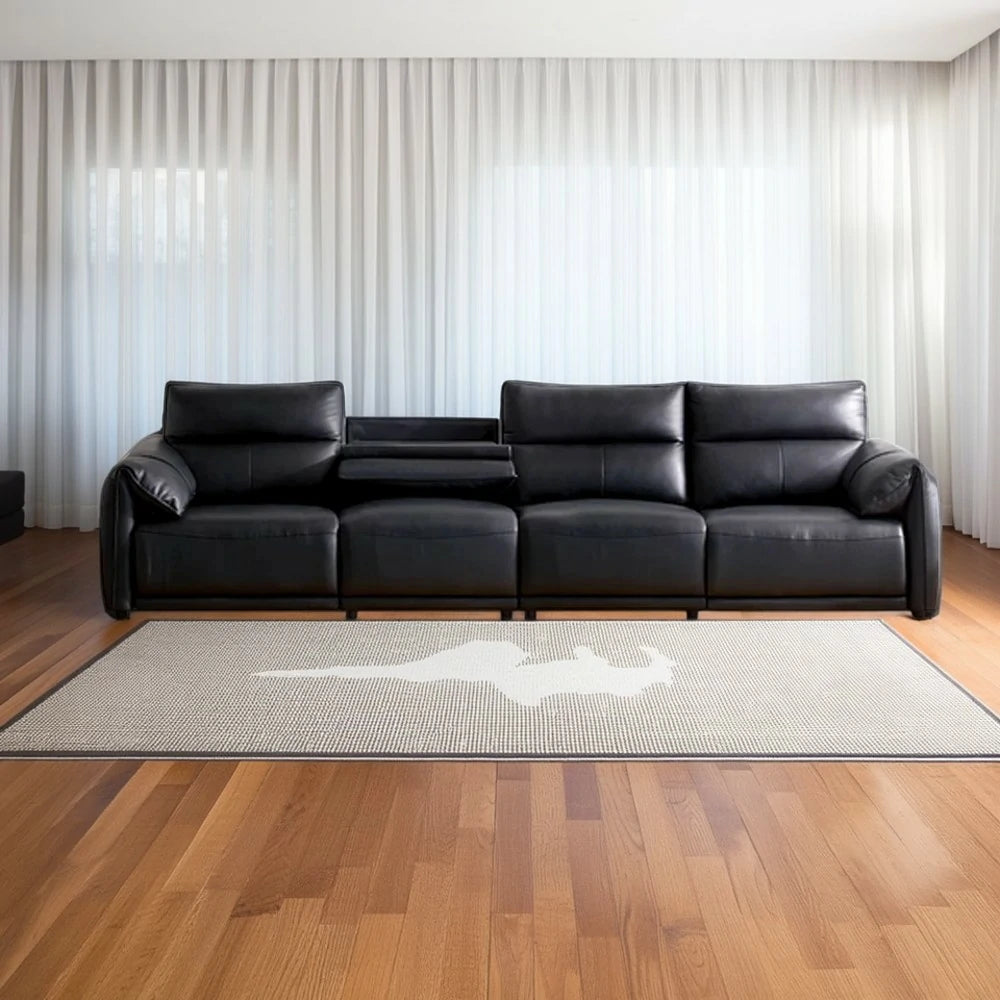 LUXORA 322/362cm Triple Electric Recliner Sofa 4-Seater Flip-Back Center Genuine Leather Zero-Wall Comfort Design - Black