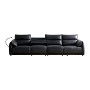 LUXORA 322/362cm Triple Electric Recliner Sofa 4-Seater Flip-Back Center Genuine Leather Zero-Wall Comfort Design - Black