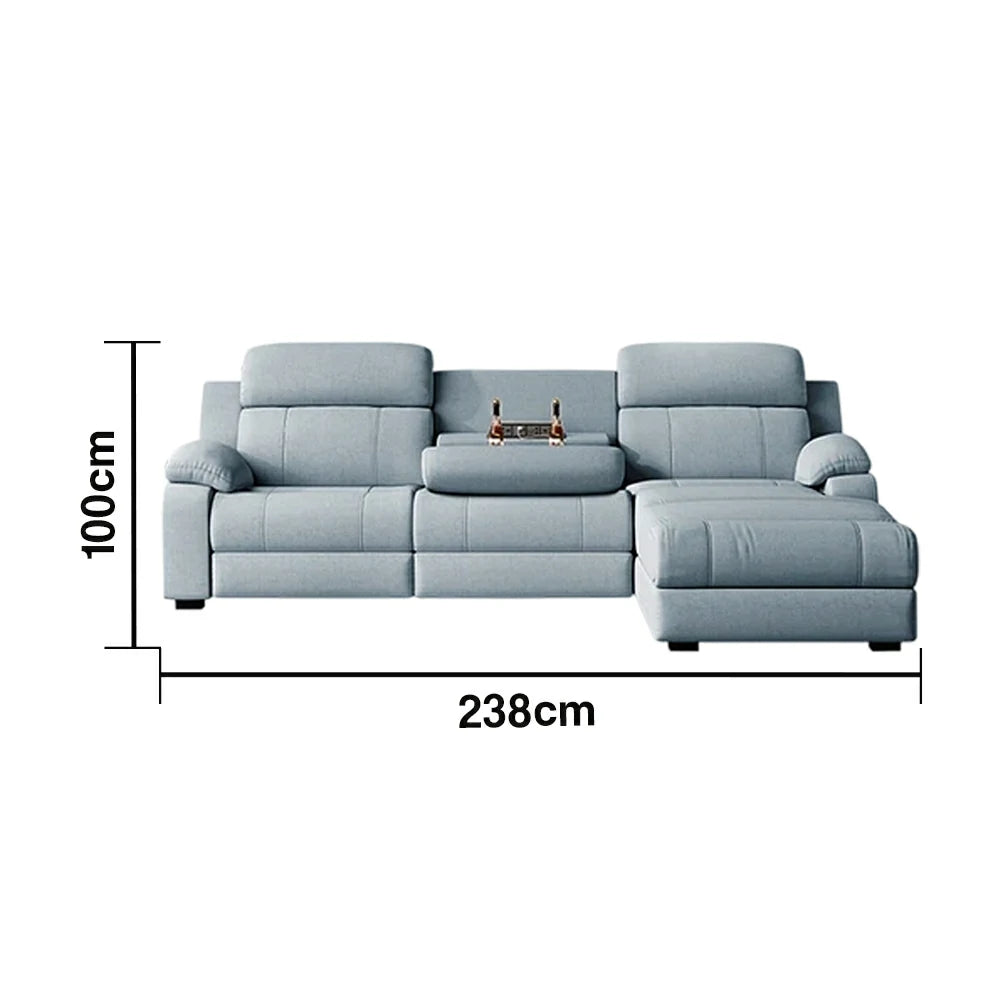 LUXORA 238/258cm Electric Recliner Sectional Sofa Dual Motor Flip-Back Center Power Chaise Cat-Scratch Fabric - Grey