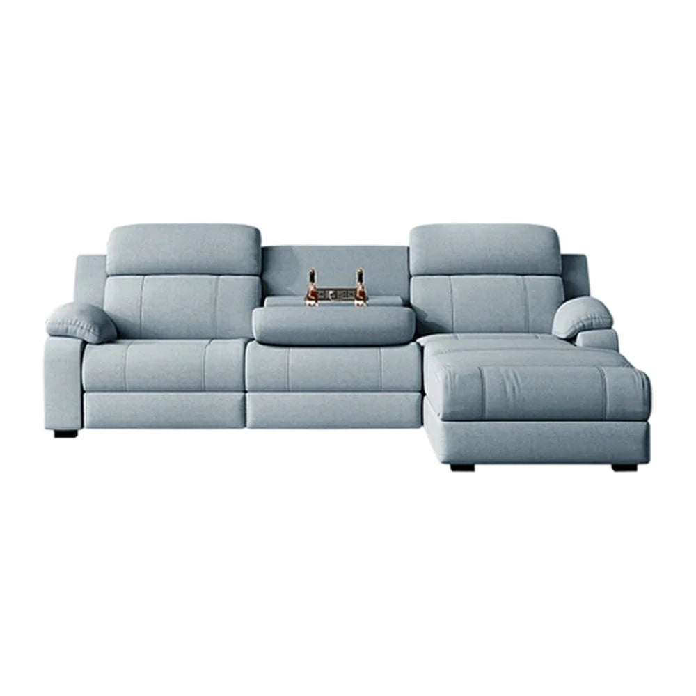 LUXORA 238/258cm Electric Recliner Sectional Sofa Dual Motor Flip-Back Center Power Chaise Cat-Scratch Fabric - Grey