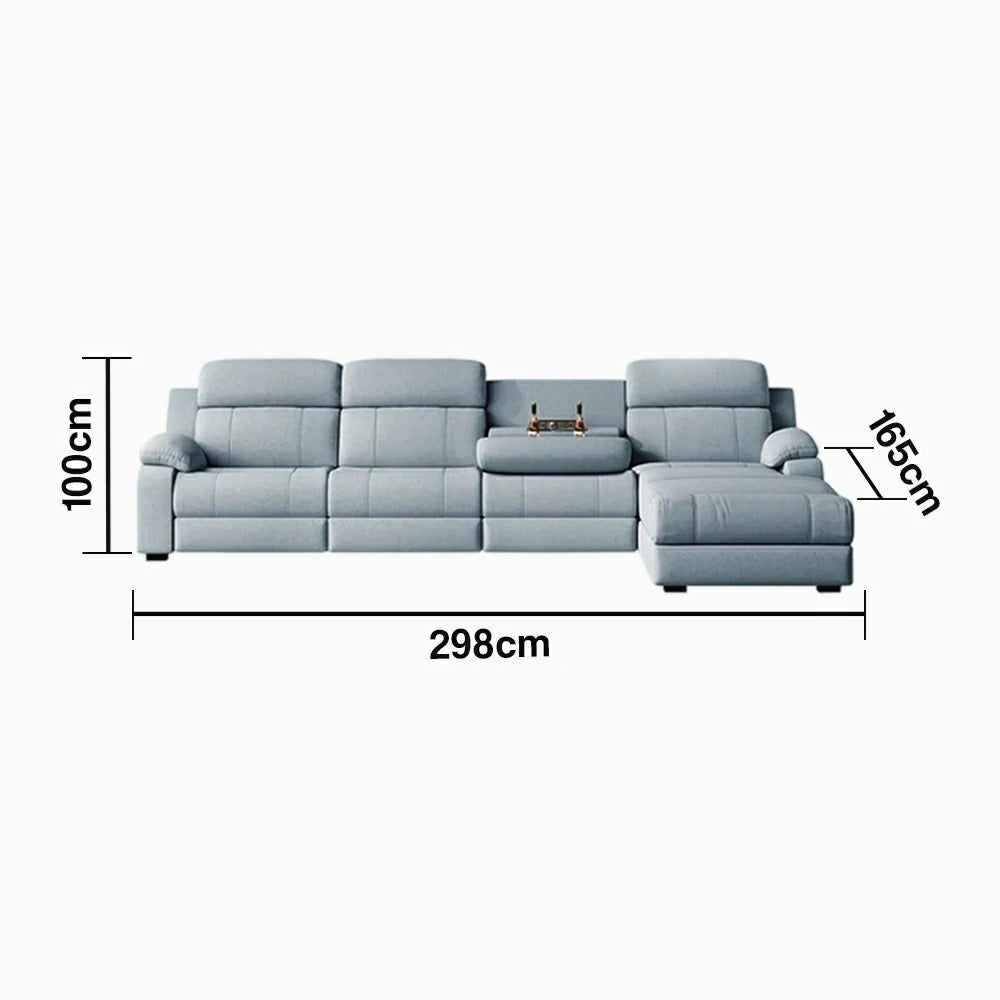 LUXORA 298/328cm Electric Recliner Sectional Sofa Dual Motor Flip-Back Center Power Chaise Cat-Scratch Fabric - Grey