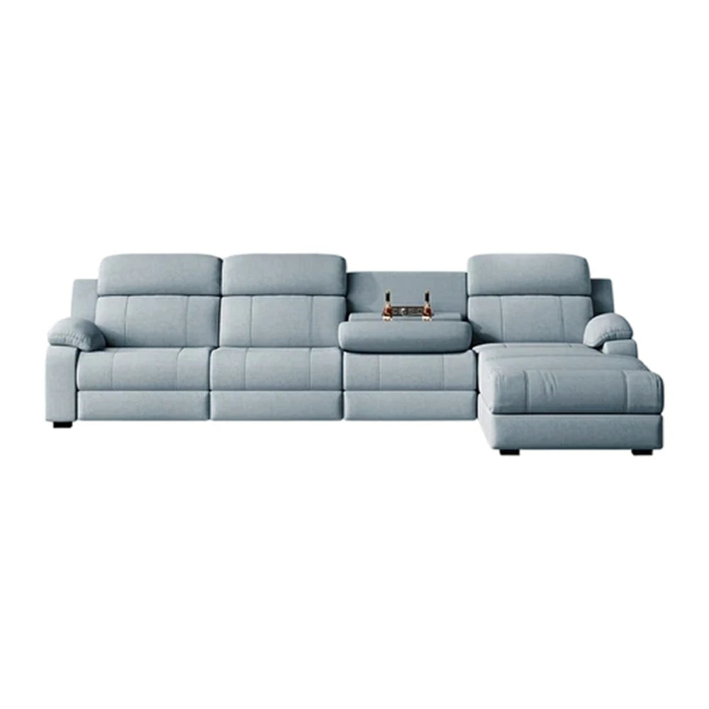 LUXORA 298/328cm Electric Recliner Sectional Sofa Dual Motor Flip-Back Center Power Chaise Cat-Scratch Fabric - Grey