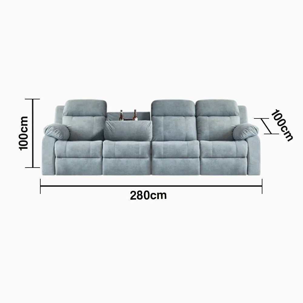 LUXORA 280/320cm Triple Electric Recliner Sofa 4-Seater Flip-Back Center Console Cat-Scratch Fabric Comfort Design - Grey