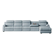 LUXORA 358/398cm Electric Recliner Sectional Sofa Triple Motor Flip-Back Center Power Chaise Cat-Scratch Fabric - Grey