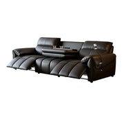 LUXORA 252/282cm Dual Electric Recliner Sofa 3-Seater Flip-Back Center Genuine Leather Zero-Wall Comfort - Black