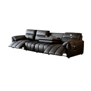 LUXORA 322/362cm Triple Electric Recliner Sofa 4-Seater Flip-Back Center Genuine Leather Zero-Wall Comfort - Black