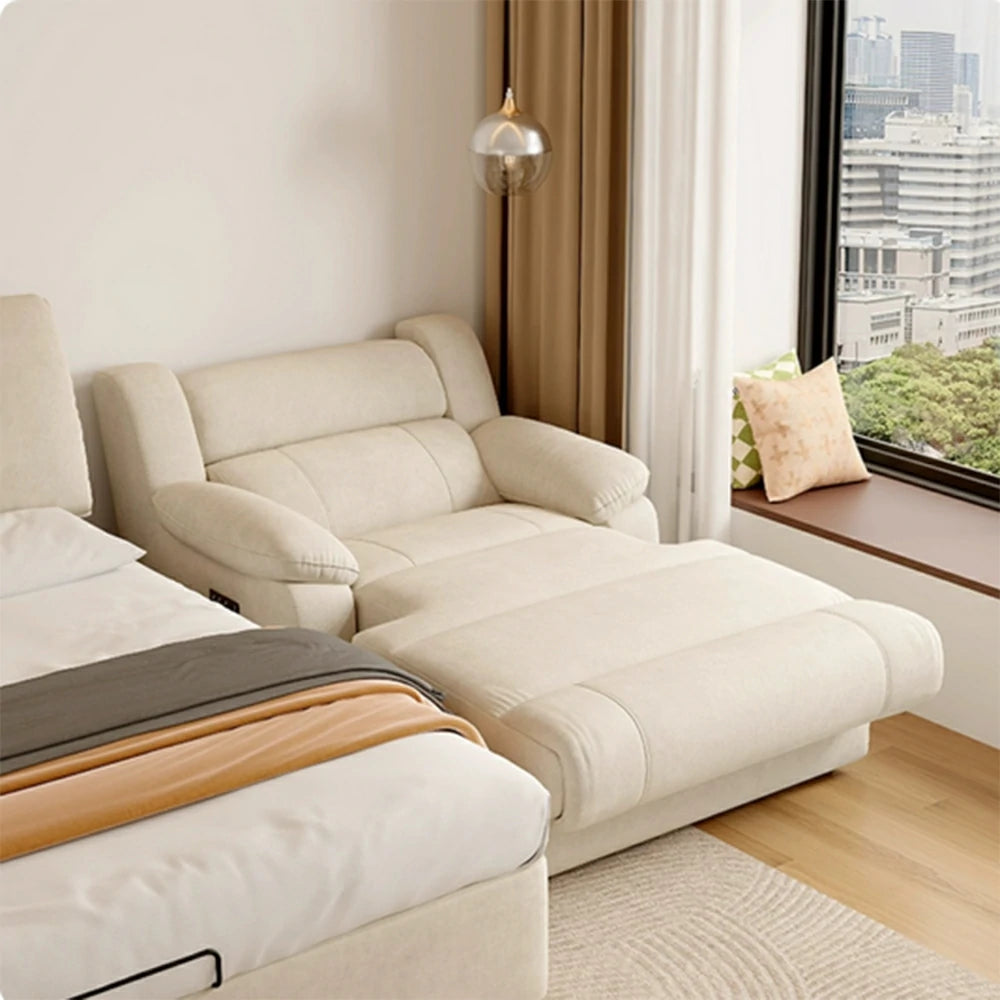 LUXORA 118cm Electric Chaise Lounge Single Seat Dual Armrest Power Extension Comfort Design - Beige