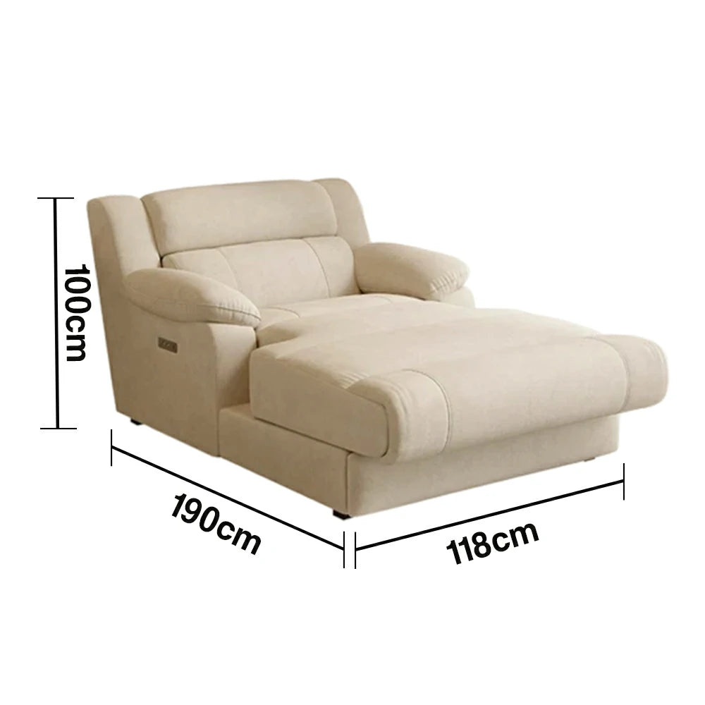 LUXORA 118cm Electric Chaise Lounge Single Seat Dual Armrest Power Extension Comfort Design - Beige