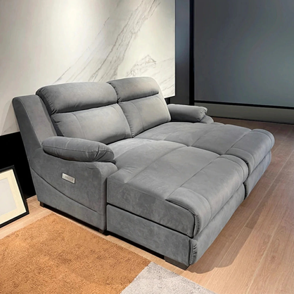 LUXORA 196cm Electric Double Chaise Lounge Dual Seat Power Extension Home Theater Comfort Design - Grey
