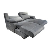 LUXORA 196cm Electric Double Chaise Lounge Dual Seat Power Extension Home Theater Comfort Design - Grey