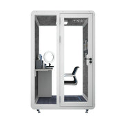 MODERA BJK-141221 Steel Panel 1.4x1.2m Soundproof Office Meeting Booth w/ Lighting, Ventilation & Casters - White