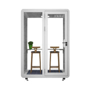 MODERA BJK-151321 Steel Panel 1.5x1.3m Soundproof Office Meeting Booth w/ Lighting, Ventilation & Casters - White