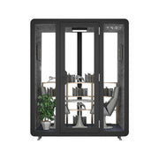 MODERA BJK-181521 Steel Panel 1.8x1.5m Soundproof Office Meeting Booth w/ Lighting, Ventilation & Casters - Black