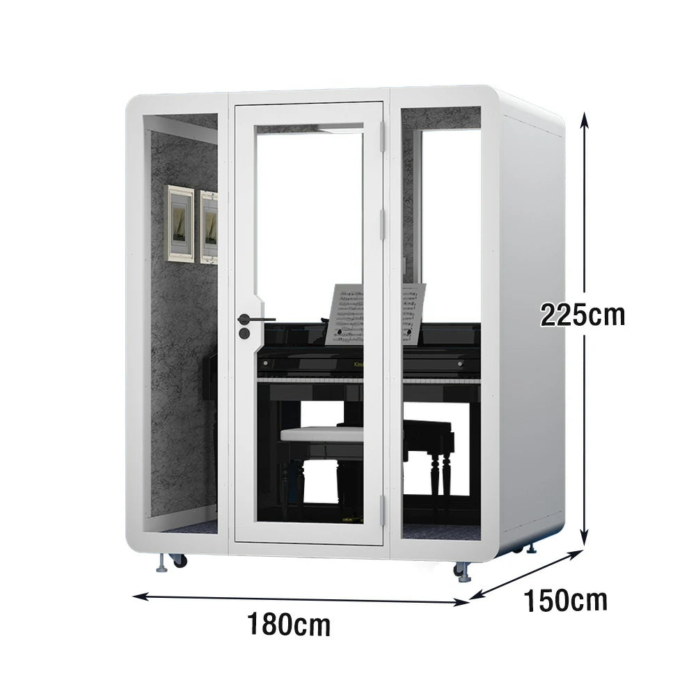 MODERA BJK-181521 Steel Panel 1.8x1.5m Soundproof Office Meeting Booth w/ Lighting, Ventilation & Casters - White