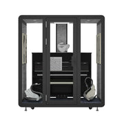 MODERA BJK-201821 Steel Panel 2.0x1.8m Soundproof Office Meeting Booth w/ Lighting, Ventilation & Casters - Black