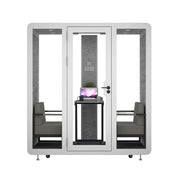 MODERA BJK-201821 Steel Panel 2.0x1.8m Soundproof Office Meeting Booth w/ Lighting, Ventilation & Casters - White