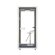 MODERA LCK-101021 Aluminium Frame Soundproof Booth 1x1m Office Phone Pod W/ Ventilation & Lighting System - White