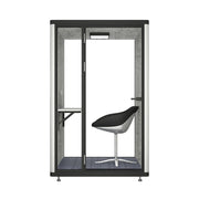 MODERA LCK-141221 Aluminium Frame 1x1m Soundproof Office Phone Pod Booth w/ Ventilation, Lighting & Casters - Black