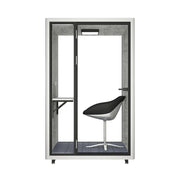 MODERA LCK-141221 Aluminium Frame 1x1m Soundproof Office Phone Pod Booth w/ Ventilation, Lighting & Casters - White
