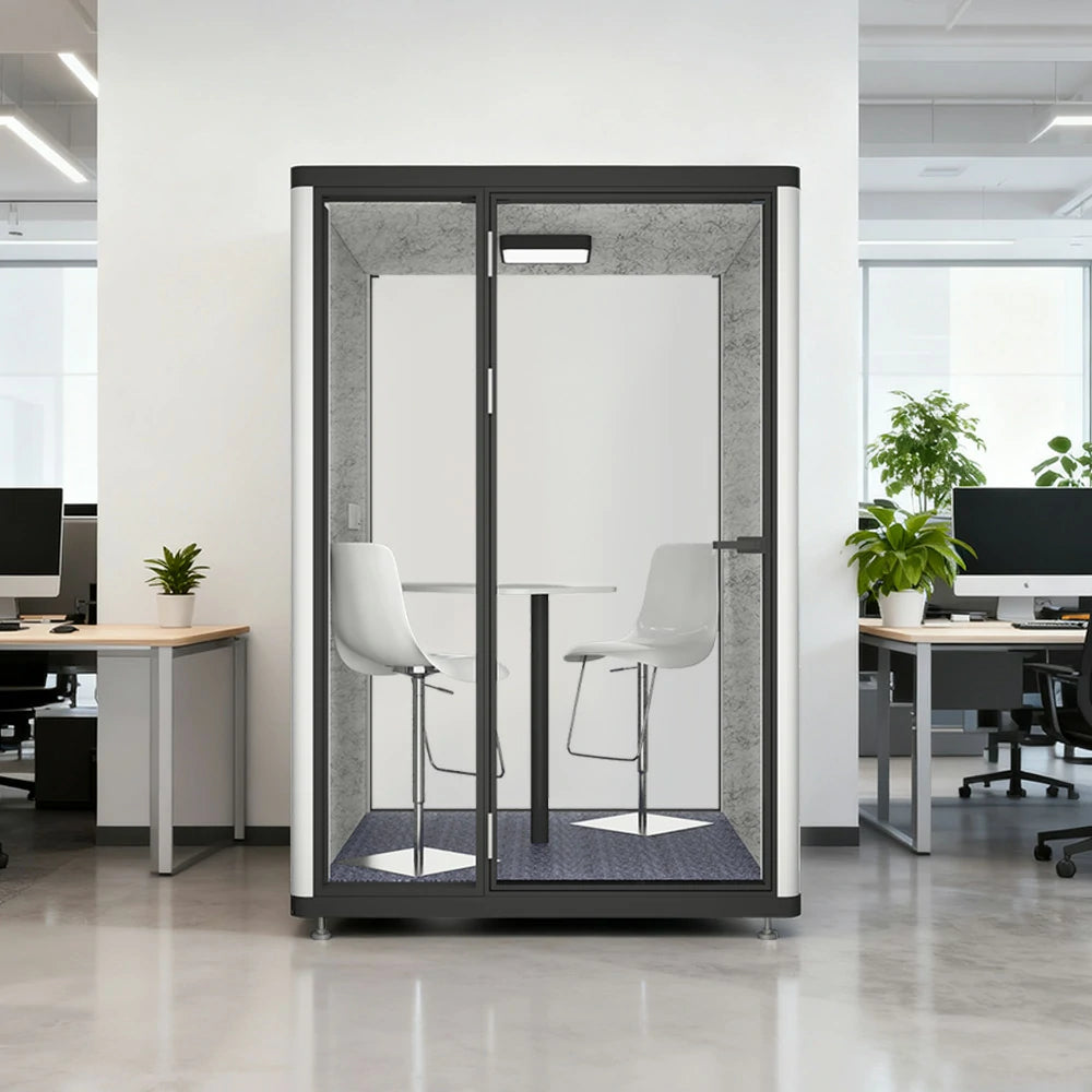 MODERA LCK-151521 Aluminium Frame 1.8x1.5m Large Soundproof Office Meeting Booth w/ Lighting, Ventilation & Casters - Black