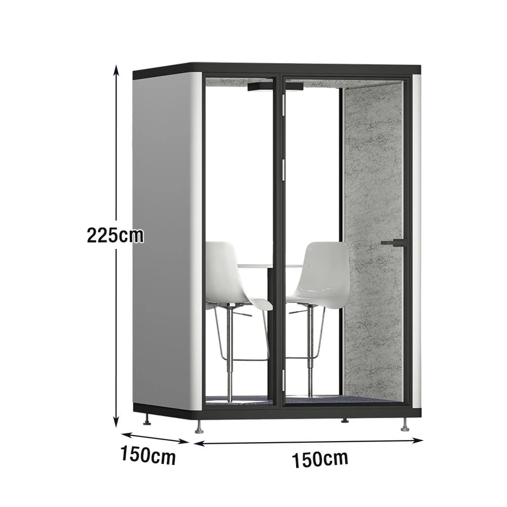 MODERA LCK-151521 Aluminium Frame 1.8x1.5m Large Soundproof Office Meeting Booth w/ Lighting, Ventilation & Casters - Black