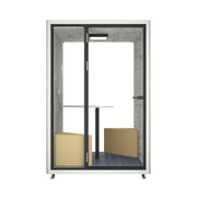MODERA LCK-151521 Aluminium Frame 1.8x1.5m Large Soundproof Office Meeting Booth w/ Lighting, Ventilation & Casters - White