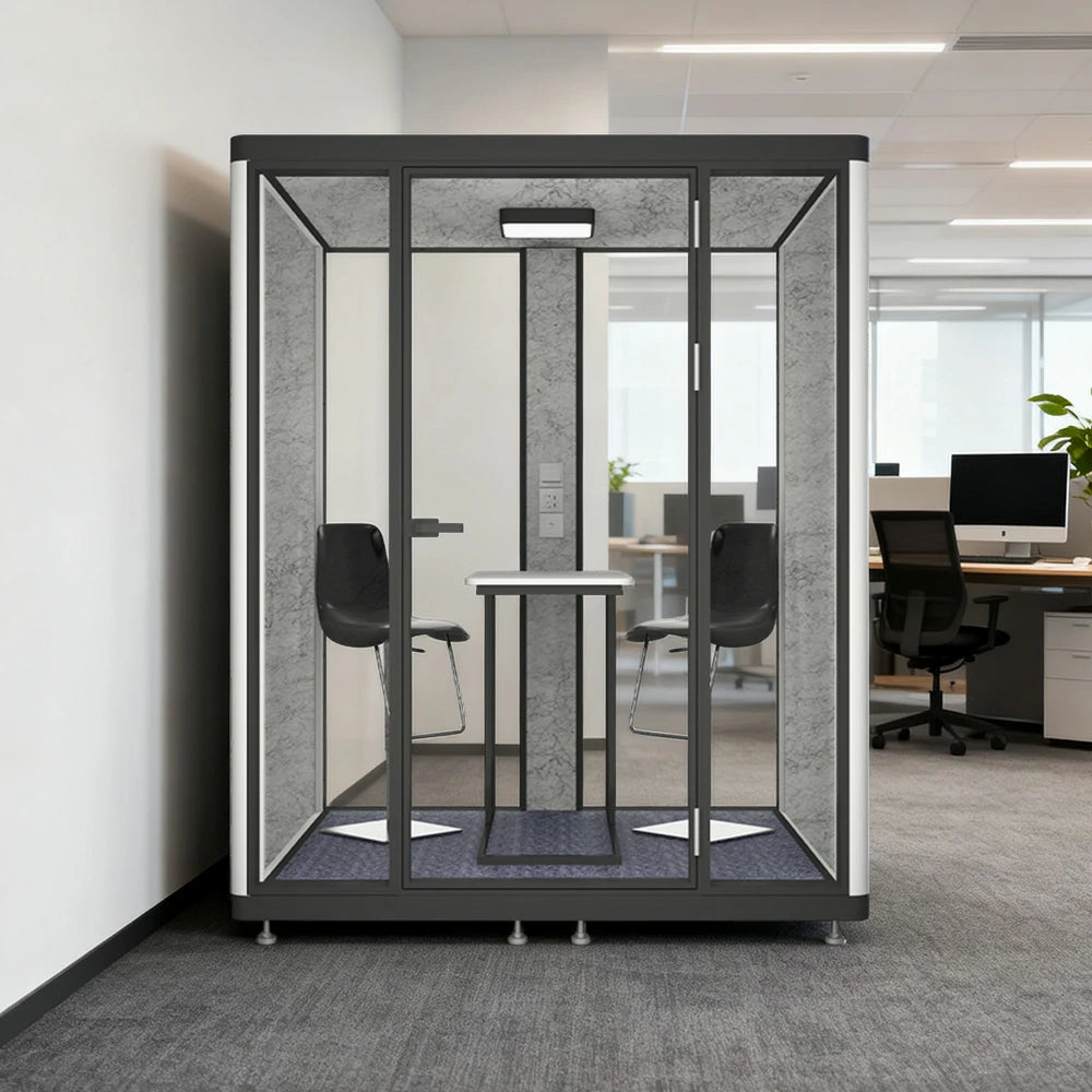 MODERA LCK-181521 Aluminium Frame 1.8x1.5m Large Soundproof Office Meeting Booth w/ Lighting, Ventilation & Casters - Black