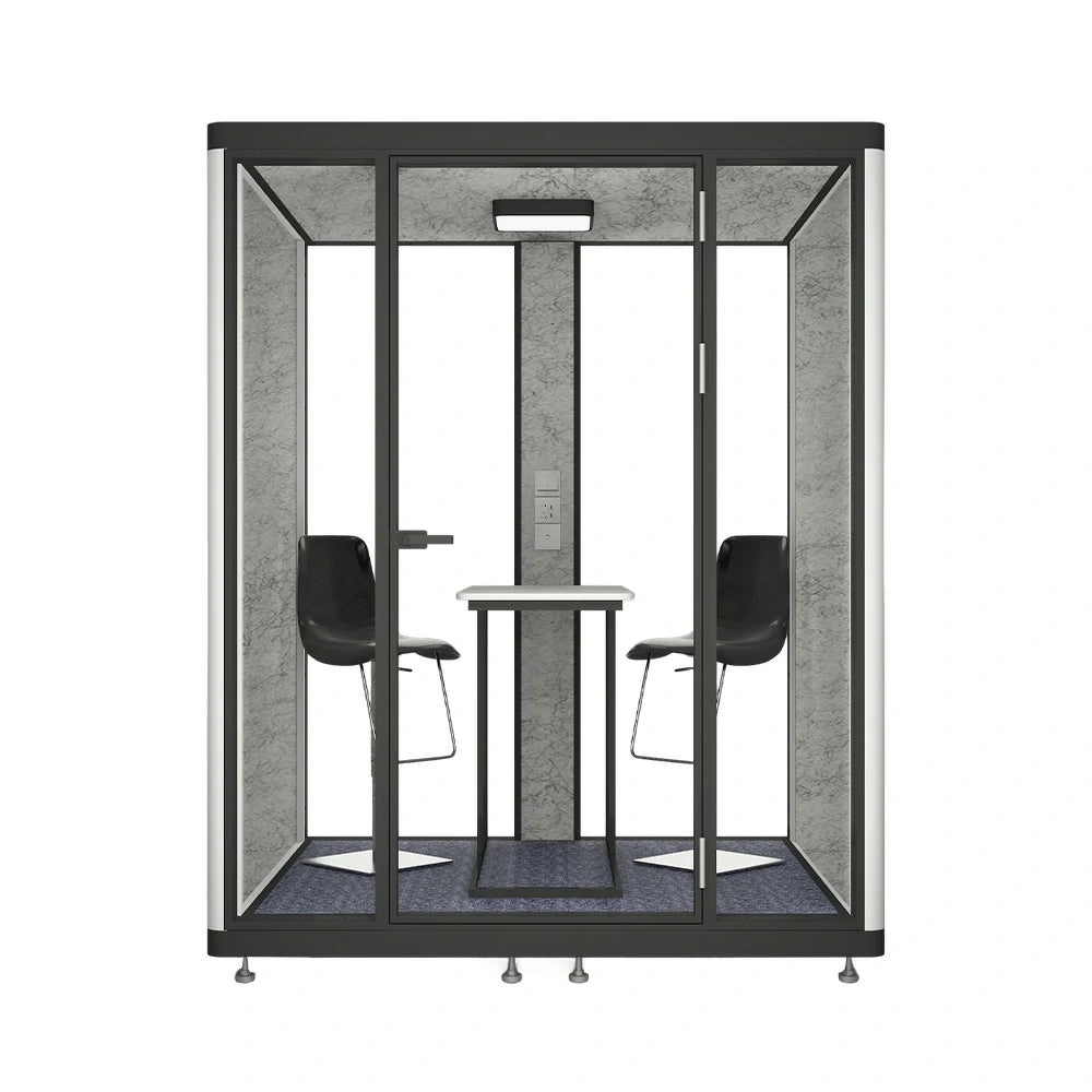 MODERA LCK-181521 Aluminium Frame 1.8x1.5m Large Soundproof Office Meeting Booth w/ Lighting, Ventilation & Casters - Black