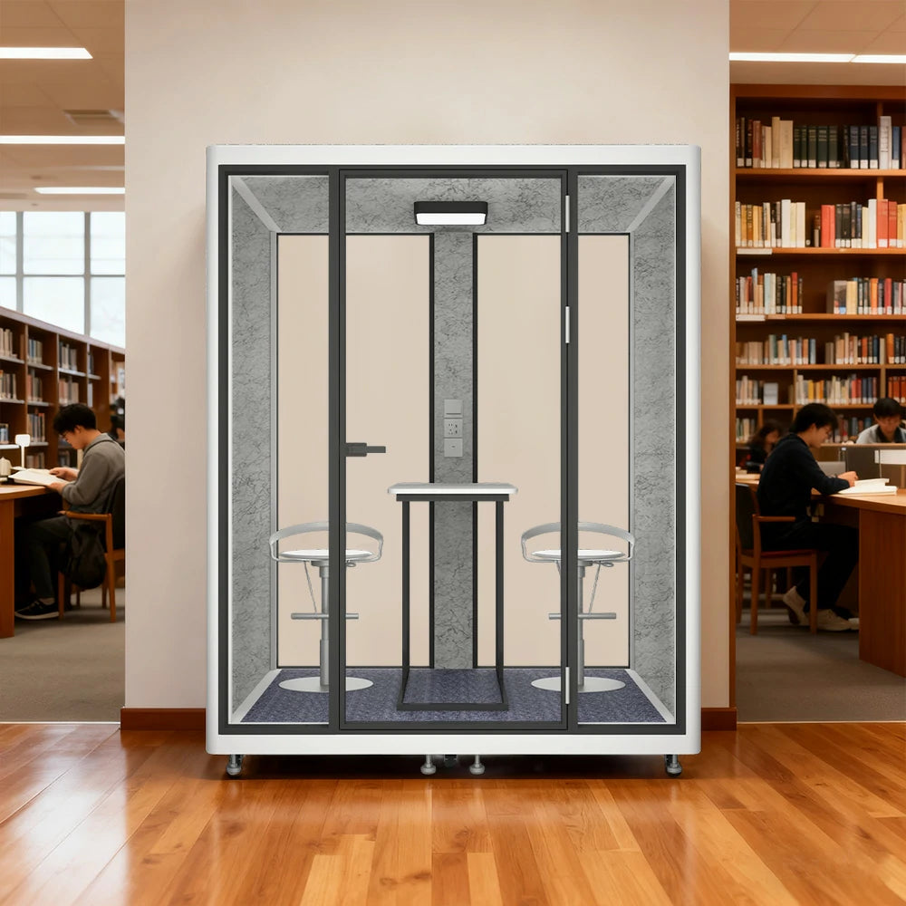 MODERA LCK-181521 Aluminium Frame 1.8x1.5m Large Soundproof Office Meeting Booth w/ Lighting, Ventilation & Casters - White