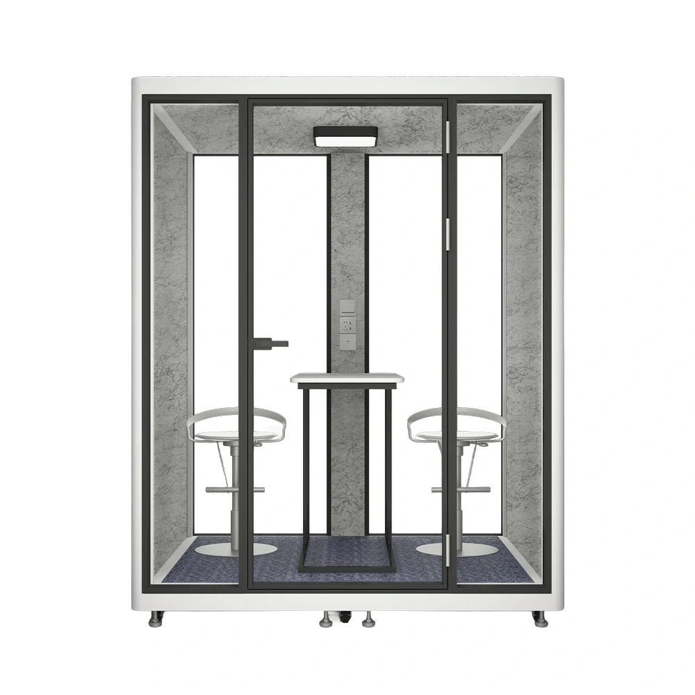 MODERA LCK-181521 Aluminium Frame 1.8x1.5m Large Soundproof Office Meeting Booth w/ Lighting, Ventilation & Casters - White