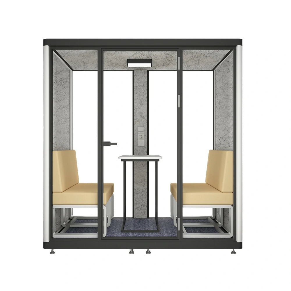 MODERA LCK-211621 Aluminium Frame 2.1x1.6m Large Soundproof Office Meeting Booth w/ Lighting, Ventilation & Casters - Black