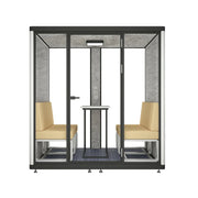 MODERA LCK-211621 Aluminium Frame 2.1x1.6m Large Soundproof Office Meeting Booth w/ Lighting, Ventilation & Casters - Black