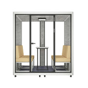 MODERA LCK-211621 Aluminium Frame 2.1x1.6m Large Soundproof Office Meeting Booth w/ Lighting, Ventilation & Casters - White