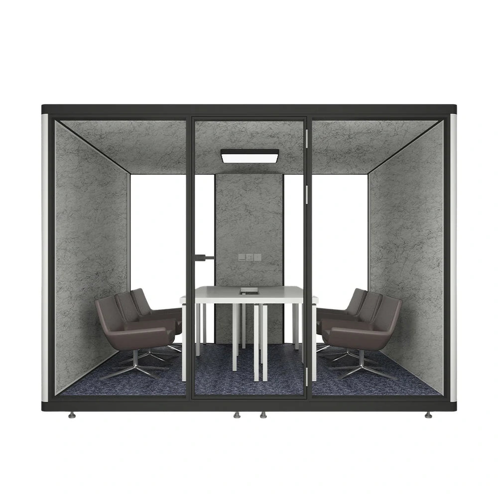 MODERA LCK-303021 Aluminium Frame 3.0x3.0m Large Soundproof Office Meeting Booth w/ Lighting, Ventilation & Casters - Black