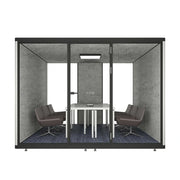 MODERA LCK-303021 Aluminium Frame 3.0x3.0m Large Soundproof Office Meeting Booth w/ Lighting, Ventilation & Casters - Black