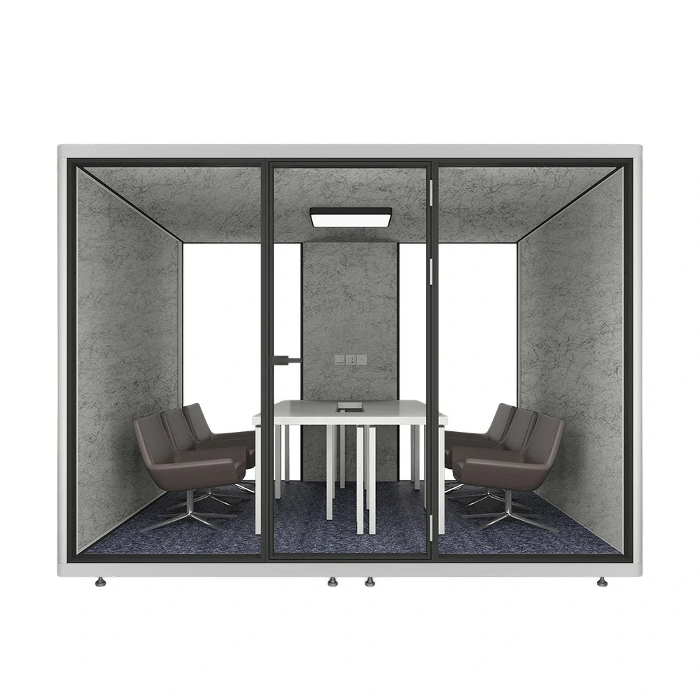MODERA LCK-303021 Aluminium Frame 3.0x3.0m Large Soundproof Office Meeting Booth w/ Lighting, Ventilation & Casters - White