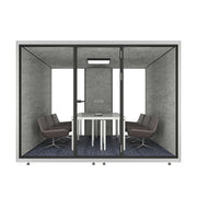 MODERA LCK-303021 Aluminium Frame 3.0x3.0m Large Soundproof Office Meeting Booth w/ Lighting, Ventilation & Casters - White