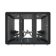 MODERA MWK-303021 Wood Grain 3.0x3.0m Large Soundproof Office Meeting Booth w/ Lighting, Ventilation & Casters - Black