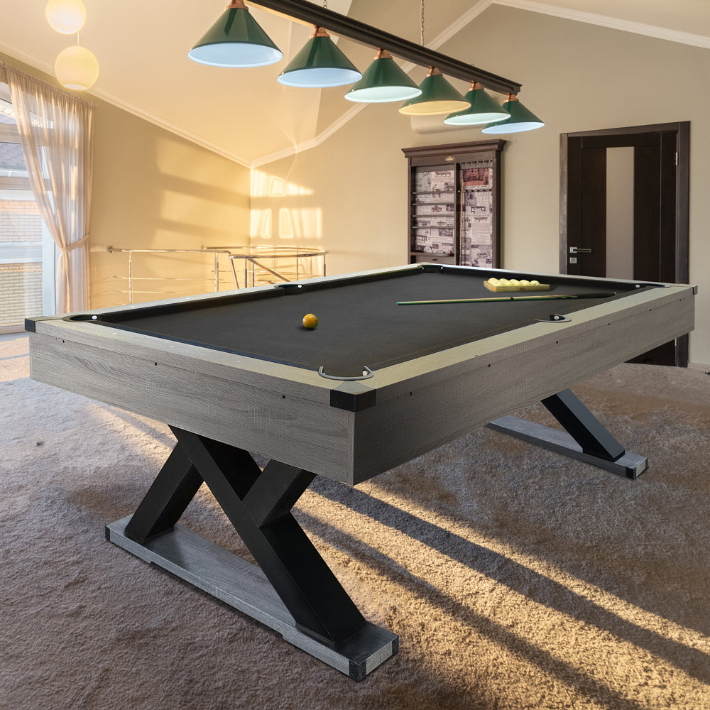 CUETIQ P028 Kingkong 7FT MDF Pool Snooker Billiards Table Black with Free Accessories Pack