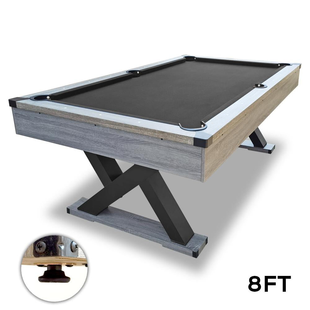 CUETIQ P028 Kingkong 8FT MDF Billiard Table with Free Accessories Pack Pool Snooker Table - Black&Silver Mist