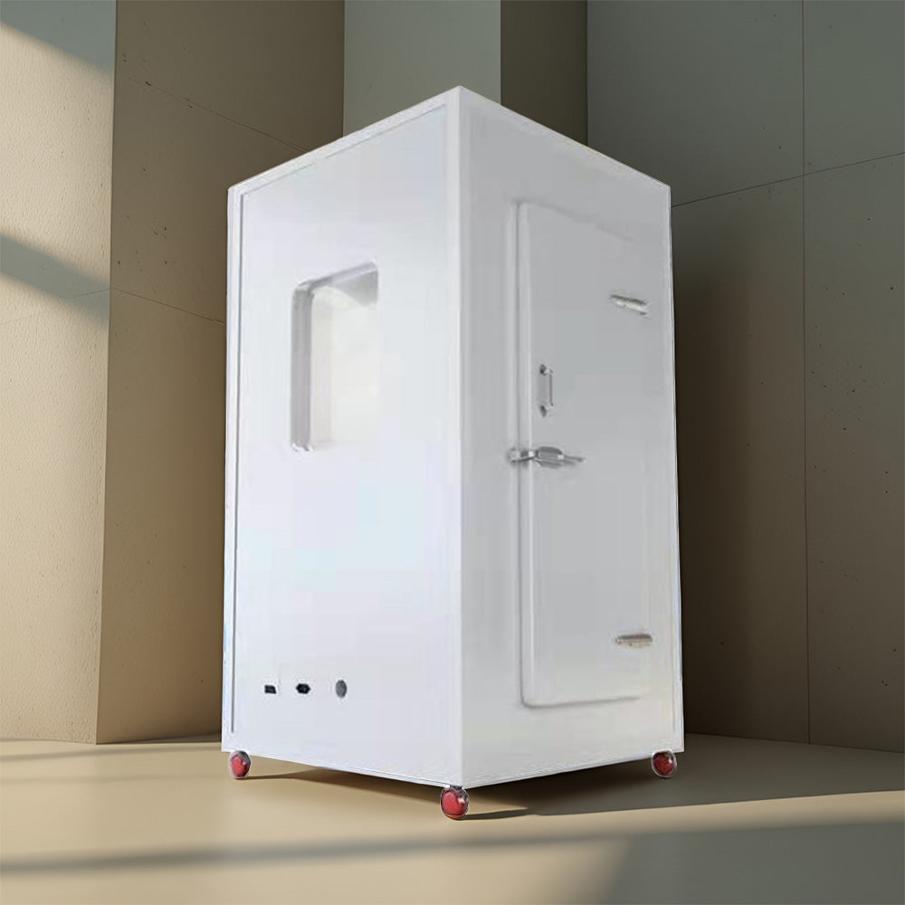 MODERA 1.2x1.2m Movable Soundproof Booth w/ Light, Workbench, Carpet - White