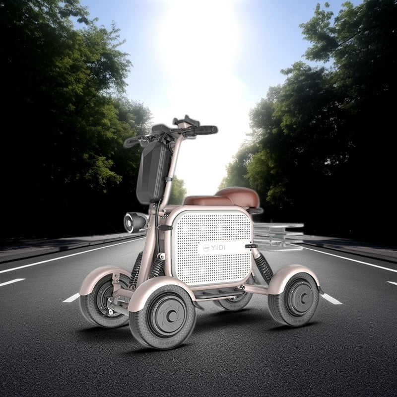 YIDI D10L 1000W 48V 10Ah/15Ah 11-inch Lithium Battery Dual Drive Foldable White&Pink High Carbon Steel Electric Scooter Drum Brake