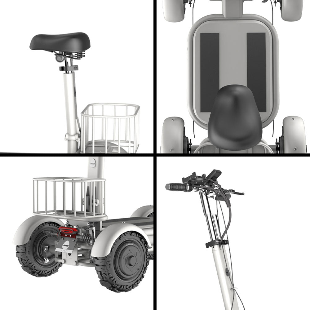 YIDI D10L 1000W 48V 10Ah/15Ah 11-inch Lithium Battery Dual Drive Foldable White&Pink High Carbon Steel Electric Scooter Drum Brake