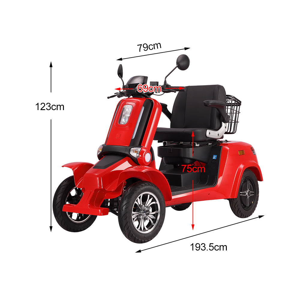 ROLLUX E4 Dual Motors 1600W 4 Wheels Golf Mobility Scooter 300KG Weight Capacity