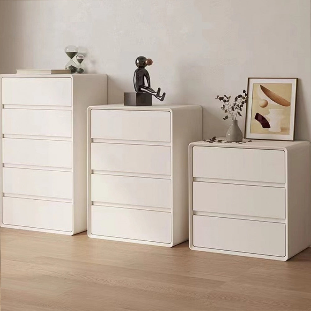 LIVARA NT1037 Faux Leather Surface Invisible Handle Silent Rail Solid Wood Leg Bedside Table