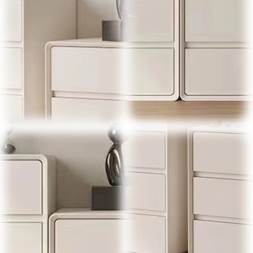 LIVARA NT1037 Faux Leather Surface Invisible Handle Silent Rail Solid Wood Leg Bedside Table